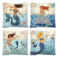 Sea Double Side Cushion Cover 4PC Soft Decorative Square Throw Pillow Cover Cushion Case Pillowcase for Sofa Bedroom Superior Quality Machine Washable miniinthebox