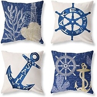 Sea Double Side Cushion Cover 4PC/set Soft Decorative Square Throw Pillow Cover Cushion Case Pillowcase for Sofa Bedroom Superior Quality Machine Washable miniinthebox