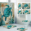 Sea TurtlePattern PrintingBathroom Shower Curtain Leisure Toilet Four-Piece Design