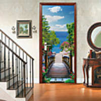 Seaside Arch Bridge Self-adhesive Creative Door Stickers For Living Room DIY Decorative Home Waterproof Wall Stickers