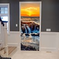 Seaside Sunset Self-adhesive Creative Door Stickers Living Room Diy Decorative Home Waterproof Wall Stickers