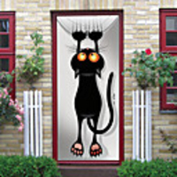 Self-adhesive Creative Door Stickers Black Cat Living Room DIY Decorative Home Waterproof Wall Stickers