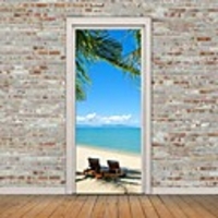 Self-adhesive Seaside Scenery Creative Door Stickers For Living Room DIY Decorative Home Waterproof Wall Stickers