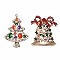 selovo bell christmas tree crystal rhinestone brooch pin scarf accessory gold tone miniinthebox