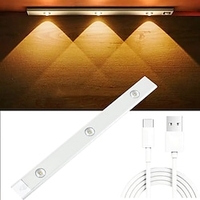 Sensing Night Light LED Auto Motion Sensor LED Light 3-Colors Dimming 30/40/60cm 2/3/4LEDs for Kitchen Wardrobe Cabinet Lighting USB Rechargeable miniinthebox