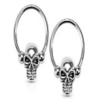 set of 14g 12mm surgical steel skull cbr hoops for ear lobes/cartilage/nipples