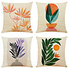 Set of 4 Art Flowers Linen Square Decorative Throw Pillow Cases Sofa Cushion Covers 18x18