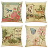 Set of 4 Art Garden Linen Square Decorative Throw Pillow Cases Sofa Cushion Covers 18x18