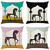 Set of 4 Art Horse Linen Square Decorative Throw Pillow Cases Sofa Cushion Covers 18x18