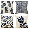 Set of 4 Art Pineapple Linen Square Decorative Throw Pillow Cases Sofa Cushion Covers 18x18
