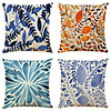 Set of 4 Art Plant Linen Square Decorative Throw Pillow Cases Sofa Cushion Covers 18x18
