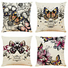 Set of 4 Artistic Butterfly Linen Square Decorative Throw Pillow Cases Sofa Cushion Covers 18x18