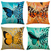 Set of 4 Artistic Butterfly Linen Square Decorative Throw Pillow Cases Sofa Cushion Covers 18x18