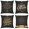 Set of 4 Black theme christmas Linen Square Decorative Throw Pillow Cases Sofa Cushion Covers 18x18