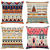 Set of 4 Bohemian Style Linen Square Decorative Throw Pillow Cases Sofa Cushion Covers 18x18