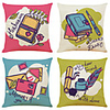 Set of 4 Creative Envelope Linen Square Decorative Throw Pillow Cases Sofa Cushion Covers 18x18