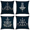 Set of 4 European Style Chandelier Linen Square Decorative Throw Pillow Cases Sofa Cushion Covers 18x18