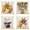Set of 4 Funny Animals Linen Square Decorative Throw Pillow Cases Sofa Cushion Covers 18x18