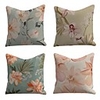 Set of 4 Linen Cotton / Linen Pillow Cover Pillowcase Sofa Cushion Square Throw Pillow Flowers Pillows Case 4545cm