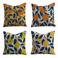Set of 4 Linen Cotton / Linen Pillow Cover Pillowcase Sofa Cushion Square Throw Pillow Fruit Orange Pear Lemon Pillows Case 4545cm