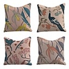Set of 4 Linen Cotton / Linen Pillow Cover Pillowcase Sofa Cushion Square Throw Pillow Leaves Bird Pillows Case 4545cm
