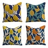 Set of 4 Linen Cotton / Linen Pillow Cover Pillowcase Sofa Cushion Square Throw Pillow Lemon Orange Fruit Pillows Case 4545cm