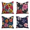 Set of 4 Linen Cotton / Linen Pillow Cover Pillowcase Sofa Cushion Square Throw Pillow Rainforest Colorful Beautiful Flowers Pillows Case 4545cm
