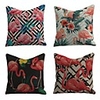Set of 4 Linen Cotton / Linen Pillow Cover Pillowcase Sofa Cushion Square Throw Pillow Rainforest Colorful Beauty Flamingo Pillows Case 4545cm