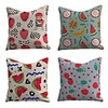 Set of 4 Linen Cotton / Linen Pillow Cover Pillowcase Sofa Cushion Square Throw Pillow Strawberry Cherry Watermelon Banana Print Pillows Case 4545cm