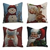 Set of 4 Linen Pillow Cover Special Design Cartoon Traditional Christmas Throw Santa Claus Snowman Pillow 4545cm