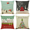Set of 4 lovely Xmas Linen Square Decorative Throw Pillow Cases Sofa Cushion Covers 18x18