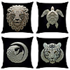 Set of 4 Paper Cut Animals Linen Square Decorative Throw Pillow Cases Sofa Cushion Covers 18x18