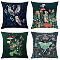 Set of 4 Personality Animal Linen Square Decorative Throw Pillow Cases Sofa Cushion Covers 18x18