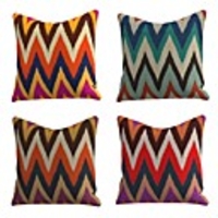 Set Of 4 Pillow Cover Tropic Throw Cover Polyester Cushion Case Sofa Bed Decorative Pillow Home Decor Colorful Striped Waves Tie Dye Print Pillow Covers 4545cm