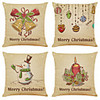 Set of 4 Retro christmas Linen Square Decorative Throw Pillow Cases Sofa Cushion Covers 18x18