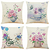 Set of 4 Romantic Eternal Linen Square Decorative Throw Pillow Cases Sofa Cushion Covers 18x18