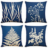 Set of 4 Simple Art Plant Linen Square Decorative Throw Pillow Cases Sofa Cushion Covers 18x18