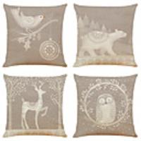 Set of 4 Simple Nordic Linen Square Decorative Throw Pillow Cases Sofa Cushion Covers 18x18