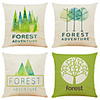 Set of 4 Small Fresh Green Plants Linen Square Decorative Throw Pillow Cases Sofa Cushion Covers 18x18