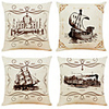 Set of 4 Symphony Animal Linen Square Decorative Throw Pillow Cases Sofa Cushion Covers 18x18