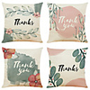 Set of 4 Thanksgiving Creative flowers Linen Square Decorative Throw Pillow Cases Sofa Cushion Covers 18x18