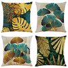 Set of 4 Throw Pillow Cases Open Branches and Loose Leaves Linen Square Decorative Throw Pillow Cases Sofa Cushion Covers 18x18
