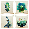 Set of 4 Verdant Art Linen Square Decorative Throw Pillow Cases Sofa Cushion Covers 18x18