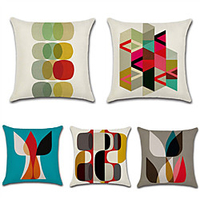 Set of 5 Cotton / Linen Pillow Case,  Polka Dot Damask Geometic Artistic Style Abstract Throw Pillow miniinthebox