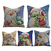 Set of 5 Linen Pillow Cover Special Design Cartoon Traditional Christmas Throw Christmas Santa Claus Pillow 4545cm