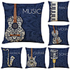 Set of 6 Artistic musical instrument Linen Square Decorative Throw Pillow Cases Sofa Cushion Covers 18x18