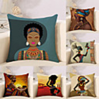 Set of 6 Cotton / Linen Pillow Case,  Novelty Classic Oil Painting Antique Artistic Style Throw Pillow