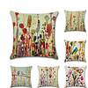 Set of 6 Linen Pillow Cover,  Animal Floral Print Classic Rustic Throw Pillow miniinthebox