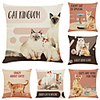 Set of 6 Pet Cat Linen Square Decorative Throw Pillow Cases Sofa Cushion Covers 18x18