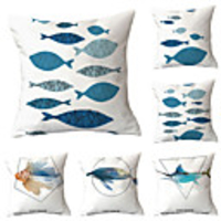 Set of 6 Polyester Pillow Cover,  Geometric Animal Simple Classic Square Traditional Classic Throw Pillow